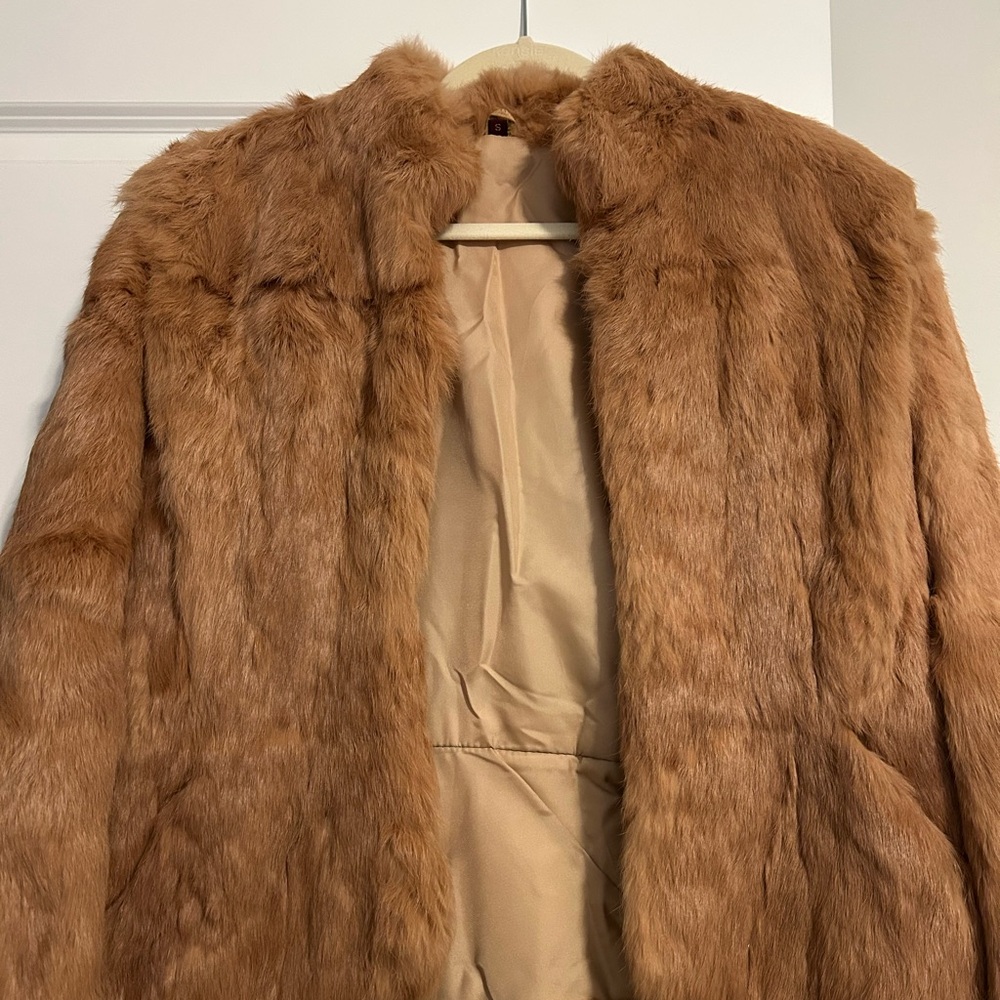 Vintage Rabbit Fur Coat Small Made in Korea